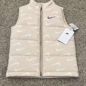 Nike Light Beige Vest with White and Purple Accents
